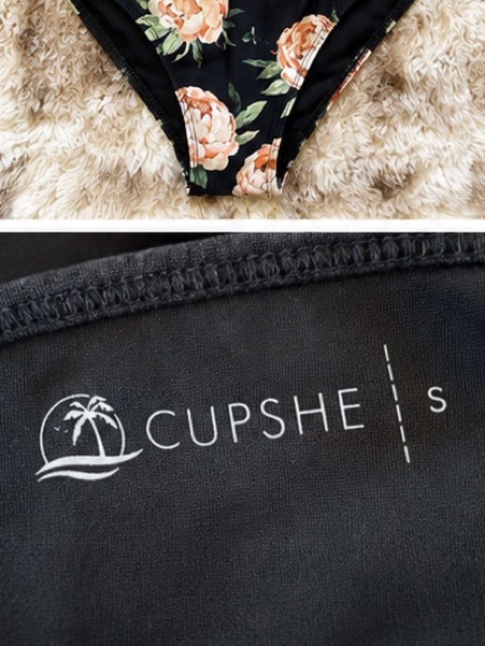 Cupshe Black Floral One Piece Swimsuit Cutout Size S - Picture 3 of 3